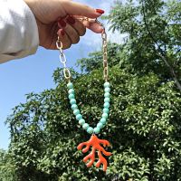 【Preflow ornament】 SAY Fashion BeadsStones ChainAlloy CoralPendant FemaleCollar Stitcollier Jewelry