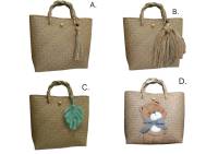 กระเป๋าถือกระจูดสานชุดใบเล็ก 10*10นิ้วสานสีธรรมชาติสายกกธรรมชาติไม่บุผ้า