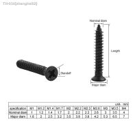 ∈✕❈ 100pcs/lot Cross Countersunk Flat Head Self-tapping Screw M1 M1.2 M1.4 M1.5 M2 M2.6 M3 M3.5 M 4 M5 Black Carbon Steel Phillips