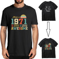 Unisex 1971 Shirts 50 Years of Being Awesome 50th Birthday Vintage Mens Funny 100% Cotton Short Sleeve T-Shirt Women Top Tee