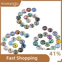 WUSUOGU 50Pcs 12mm ครับ Cabochons แก้วพิมพ์ลาย 50รูปแบบ กระจกสำหรับผู้หญิง หมุนแก้ว cabochons กระเบื้องโมเสค สีสันสดใส พลอยโดมแบน ทำเครื่องประดับ DIY