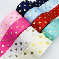 【cw】 5yards/Lot 38mm GrosgrainPrinting Bronzing DotsFor Hair BowChristmas Wedding DecorationGift Wrapping 【hot】