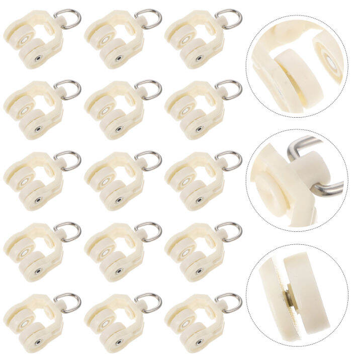 RUDMALL 30 Pcs Plastic Hooks Curtain Pulley Curtain Track Wall Mount ...