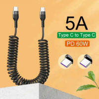 5A USB Type C สายเคเบิลข้อมูล3A M Icro USB ฤดูใบไม้ผลิดึงกล้องส่องทางไกลสายชาร์จอย่างรวดเร็วสำหรับซัมซุง Xiaomi อุปกรณ์ศัพท์