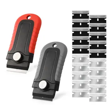 Plastic Razor Blade Scraper - 2 PCS Sticker Scraper Tool and 20 PCS Double  Edged Plastic Blades, Protable Cleaning Scraper Remover for Decals