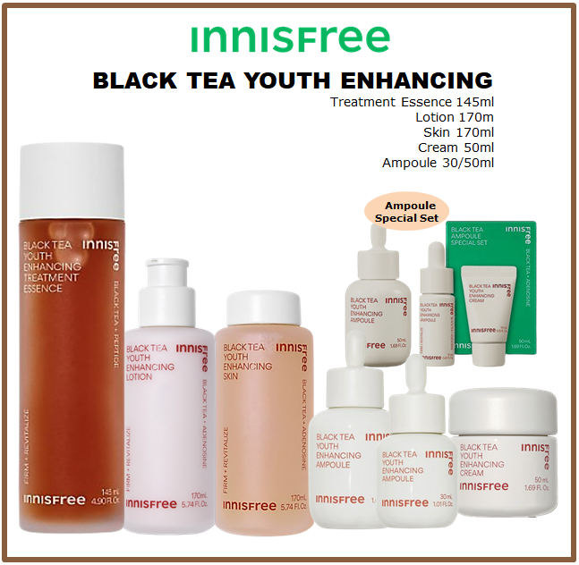 [Innisfree] BLACK TEA YOUTH ENHANCING Treatment Essence / Lotion / Skin