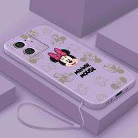 เคสตัวการ์ตูนมินนี่เม้าส์ Xiaomi 13T Pro 13T,เคสซิลิคอนเหลวหรูหรากันกระแทกพร้อมสายคล้อง