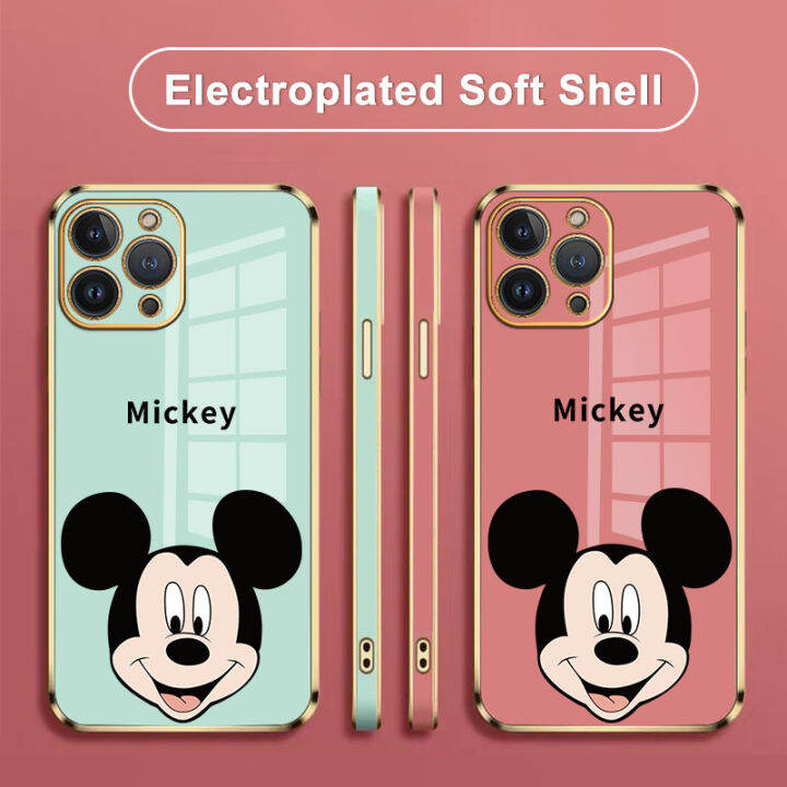 jiefie-การ์ตูน-mickey-เคสโทรศัพท์-realme-5i-6i-7i-8i-9i-5-5s-5-pro-8-8-pro-9-9-pro-narzo-50a-50i-50a-prime-เมาส์มิกกี้น่ารักกรอบโทรศัพท์ขอบตรง-tpu-ชุบโครเมียม