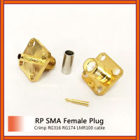 1 pc RP SMA หญิงแจ็ค RF Coax Connector Crimp RG316 RG174 LMR100 สายเชื่อมต่อ 4-hole แผง mount Goldplated ใหม่ขายส่ง