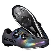 BOODUN Luminous Light Reflective Road Bike Shoes Carbon Fiber Dazzling Bicycle Racing Shoes Self-locking MTB Night Cycling Shoe