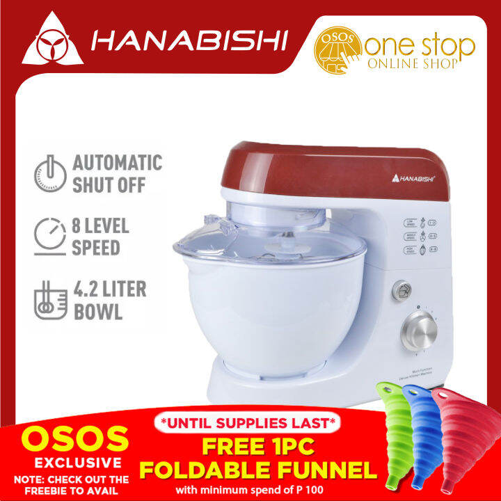 Hanabishi Original Professional 8 Speed Multifunction 4.2L Stand Mixer HPM500 •OSOS• Lazada PH