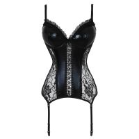 【LZ】◑☸  Alta qualidade alças ajustáveis lingerie feminina rendas até espartilho de couro com copo empurrar para cima corpete pequeno busto design bustiers topos