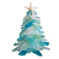 New Crystal Blue Green Sea Glass Christmas Tree, Ocean Beach Resin Christmas Tree, Christmas Tree Decorations