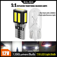 Kalada T10 W5W 12V LED Canbus ปราศจากข้อผิดพลาดไฟตำแหน่งจอดรถ7020 7SMD ไฟแผนที่ภายในไฟโดมอ่านหนังสือหลอดไฟถอยหลังสีขาว1ชิ้น