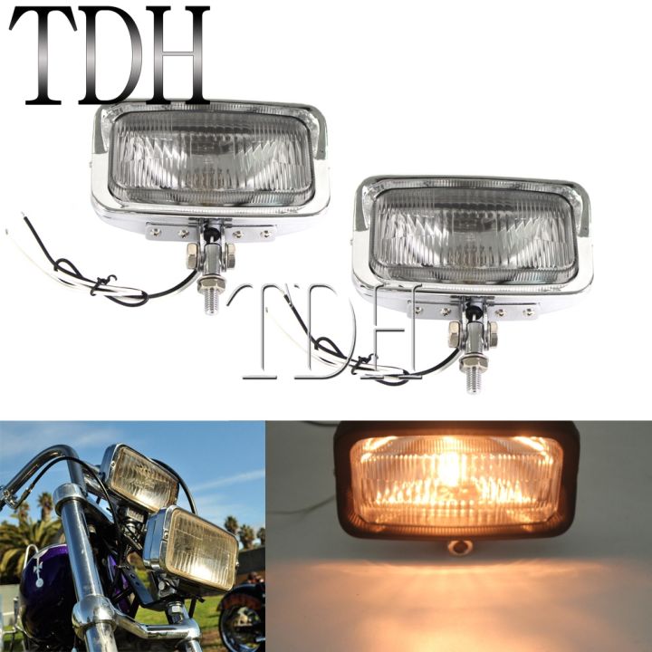 2pcs Retro Motorcycle Square Twin Dual Headlight Headlamp For Harley ...