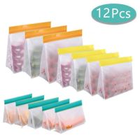 Reusable Lunch Freezer Bags Stand Up Food Storage Bags Kitchen Organizer Leakproof Fresh-Keeping Bags Silicone Storage Bags