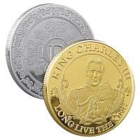 King Of Charles III Gold Plated Commemorative Coin 2023 UK Royal Challenge Coins England King Souvenir Gift Collections graceful