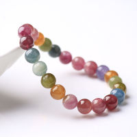 Genuine Natural Colorful Tourmaline Candy Clear Round Beads Bracelet 7mm Women Men Crystal Tourmaline AAAAAA