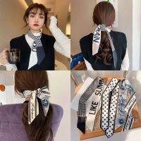 ★New★ Literary fan multifunctional streamer headband ins French silk scarf houndstooth cute girl bow hair rope scarf