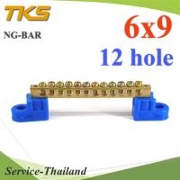 บัสบาร์ บาร์รวมสาย กราวด์ นิวตรอน ขนาด 6x9 มม. พร้อมขายึด 12 ช่อง รุ่น Busbar-6x9-12H