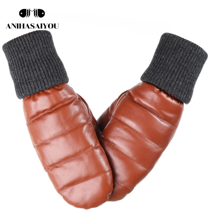 2021Real sheepskin Genuine Leather womens mittens,Keep warm mittens womens winter,Thicken color womens leather gloves-7032