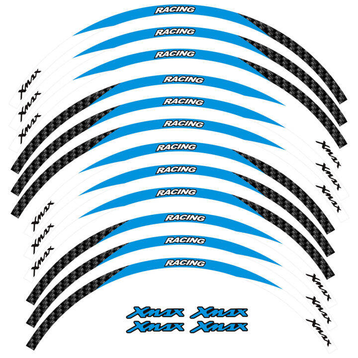 สติกเกอร์ศูนย์กลางยางขอบล้อรถจักรยานยนต์สติกเกอร์สะท้อนแสงสำหรับยามาฮ่า-x-max-xmax300-xmax250ด้านหน้า15-ด้านหลัง14-นิ้ว-xmax-อุปกรณ์เสริมมอเตอร์