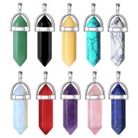 20Pcs Healing Crystal Pendant Charms Jewelry Making Natural Gemstone Bulk Obsidian Rose Quartz Carnelian