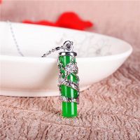 ？》：“： Natural Green Jade Dragon Pillar Pendant Necklace 925 Silver Chinese Carved Fashion Charm Jewellery Amulet For Men Women Gifts