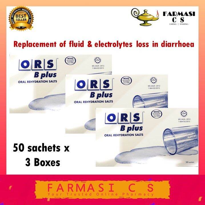 ORS B Plus Oral Rehydration Salts 50 sachets x 3 Boxes (TRIPLE) EXP08/