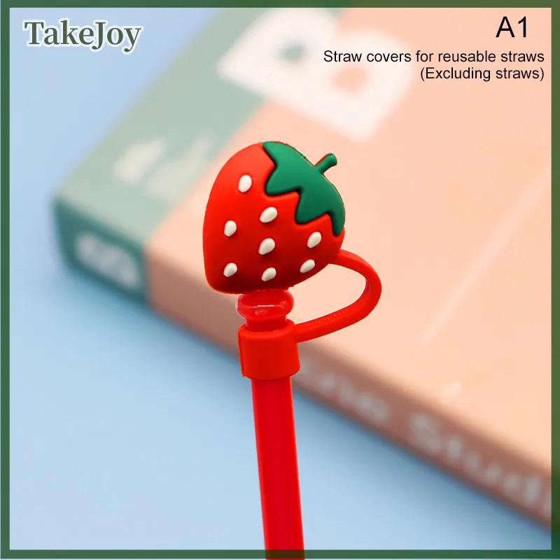 Silicone Straw Covers Cap, Straw Plug Durable Straws, Cartoon Straw Silicone Plug Resuable Anti-Dust Cap, Reusable Straws Plug(07)