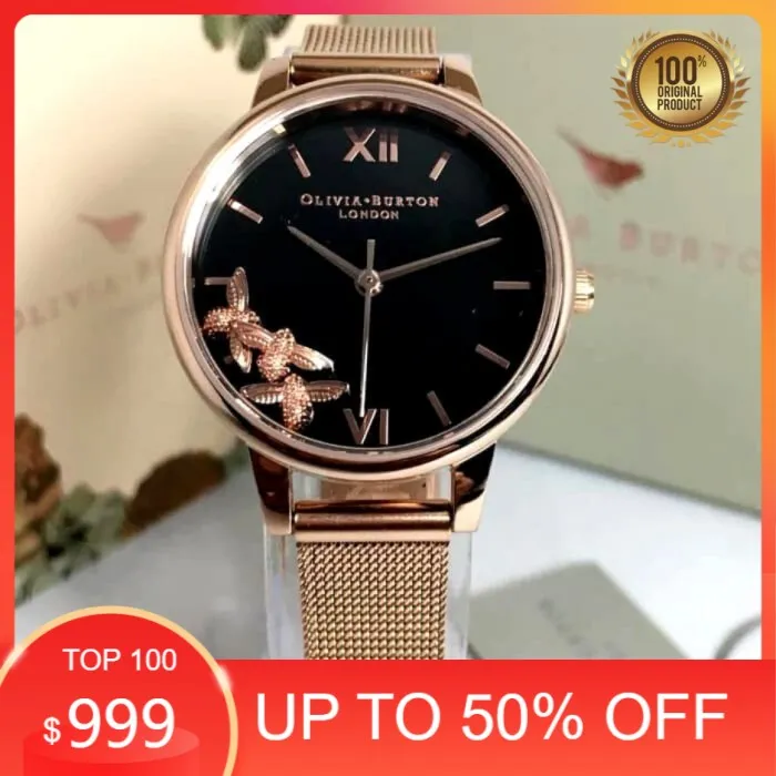 Jam Tangan OLIVIA BURTON BEE New Rose Gold Black Dial Lazada Indonesia