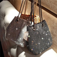 Women Handbags Evening Bag Full Rhinestones Mini Bucket Bag Shining Crossbody Purse Fashion Diamond Women Mini Chain