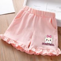 Girls shorts cotton summer new lace baby versatile casual outside to wear foreign cartoon print trend pants