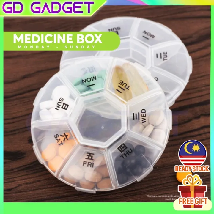 Gd Ready Stock 7 Days A Week Portable Pill Box Detachable Medicine Box Tablet Box Kotak Ubat