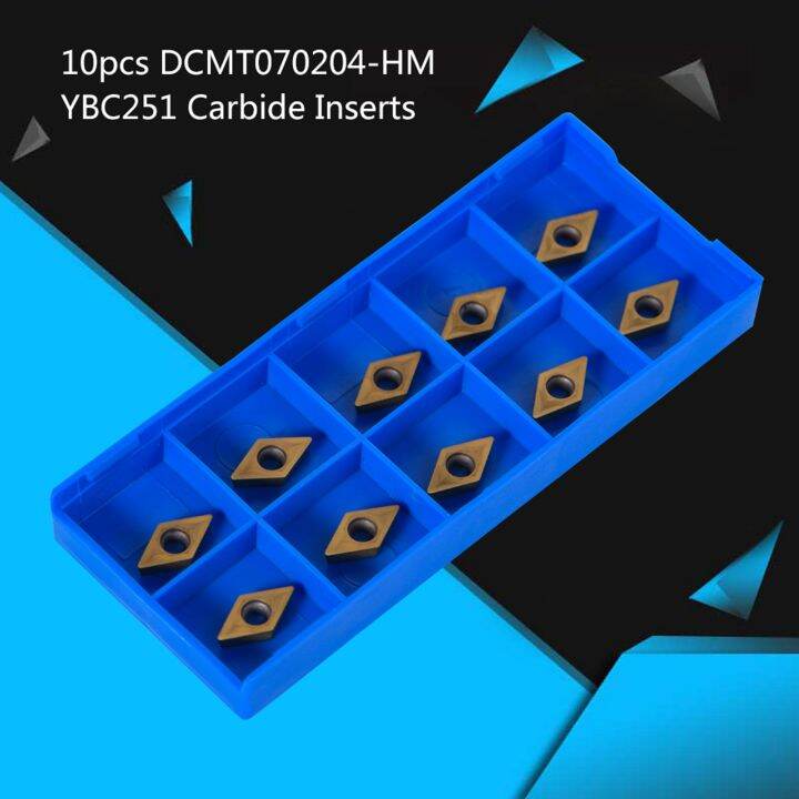 เครื่องกลึงโลหะตัดใบมีดปลายคาร์ไบด์-cnc-10ชิ้น-ybc251-dcmt070204-hm-ใบมีด-cnc-พร้อมกล่อง