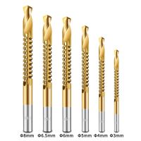 6PCS Cobalt Drill Set Helical Metric Composite Tap Tap Twist Drill Wood Drill for Cutting and Drilling Groove