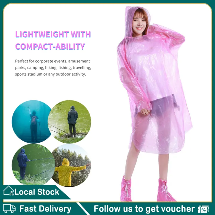 Disposable Raincoat with Headgear Adult Disposable Waterproof Raincoat ...