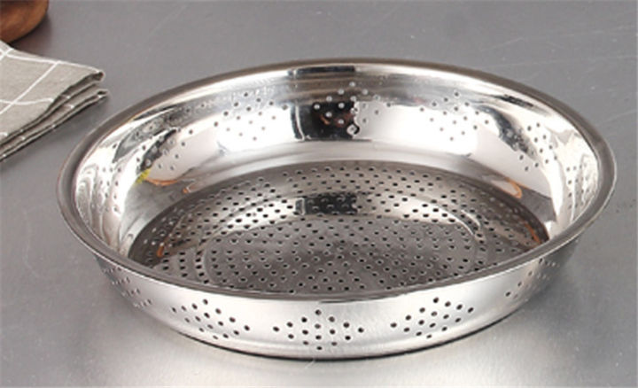 thickened-stainless-steel-leak-colander-plate-round-hole-tray-deep-pallet-super-large-steamer-rice-bean-disc-drainage-plate-set