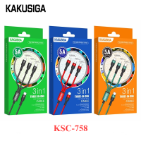 KAKUSIGA&amp;JOKADE KSC-758 สายชาร์จข้อมูลเร็วแบบ 3in1แบบอเนกประสงค์และพกพาได้ สาย USB ถักด้วยไนลอนในวัสดุที่แข็งแรงและทนทาน