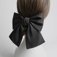 New Oversized Bow Knot Hairgrips Satin Barrette Hair Clip Ponytail Women Elegant Headwear Hairpins Red White Hair Acessories