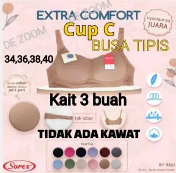 BH JUMBO BH SOREX 01008 BRA SOREX JUMBO TANPA KAWAT TANPA BUSA KAIT 3 BIG  CUP PREMIUM 100% ORIGINAL SOREX