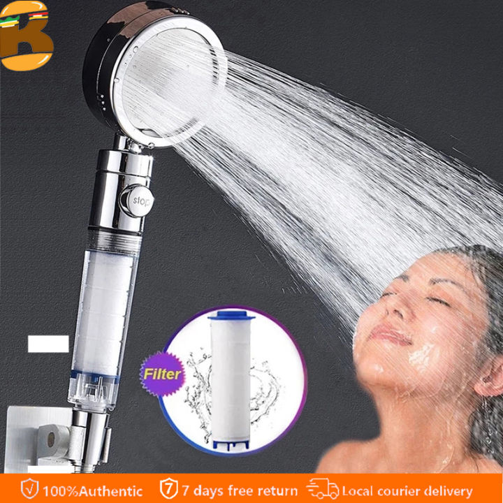 Shower Head With Stop Button And Cotton Filter Turbocharged High Pressure Handheld Shower Nozzle