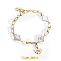 Kemstone ไม่สม่ำเสมอหัวใจลูกปัดชุบทองหญิง Chain Charm สร้อยข้อมือของขวัญเครื่องประดับ