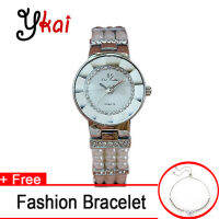 【รับสร้อยข้อมือผีเสื้อฟรี】Bs Bee Sister Fashion Women S Watches Stainless Steel Alloy Strap Quartz Waterproof Casual Watches Elegant Diamonds Rhinestone Pearl Luxury Silver Ladies Bracelet Wristwatch 1374 + Free Bracelet [ซื้อ1แถม1ของขวัญฟรี]