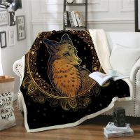 Golden Fox Sherpa Throw Blanket Animal Stars Bedspread Paisley Leaves Flower Velvet Plush Bed Blanket