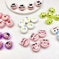 2PCS Cartoon Piglet Pink Bear Straight Hole Halo Dyed Ceramic Beads DIY Handmade Earrings Jewelry Material Accessories Crafts