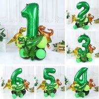 21pcs Dinosaur Birthday Party Dino Balloons Green number Palm Leaf Ballon 1 2 3 4 5 Kids Birthday Party Decoration Baby Shower Balloons