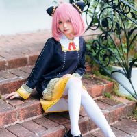 Anime Spy X Family Cosplay Costume Anya Forger Black Dress Girls Pink Wig Set Halloween Party Adults Kids Outfit Gift 513✒