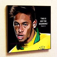 Neymar Jr บราซิล PSG โปสเตอร์ป๊อปอาร์ตฟุตบอลผ้าใบคำคมกรอบสติกเกอร์ติดผนัง