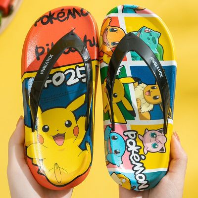 Pokemon Pikachu Children’s Flip Flops Summer Shoes Boys and Girls Non-slip Outdoor Beach